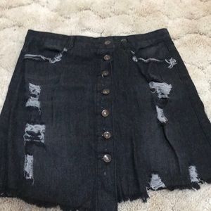 Black denim skirt